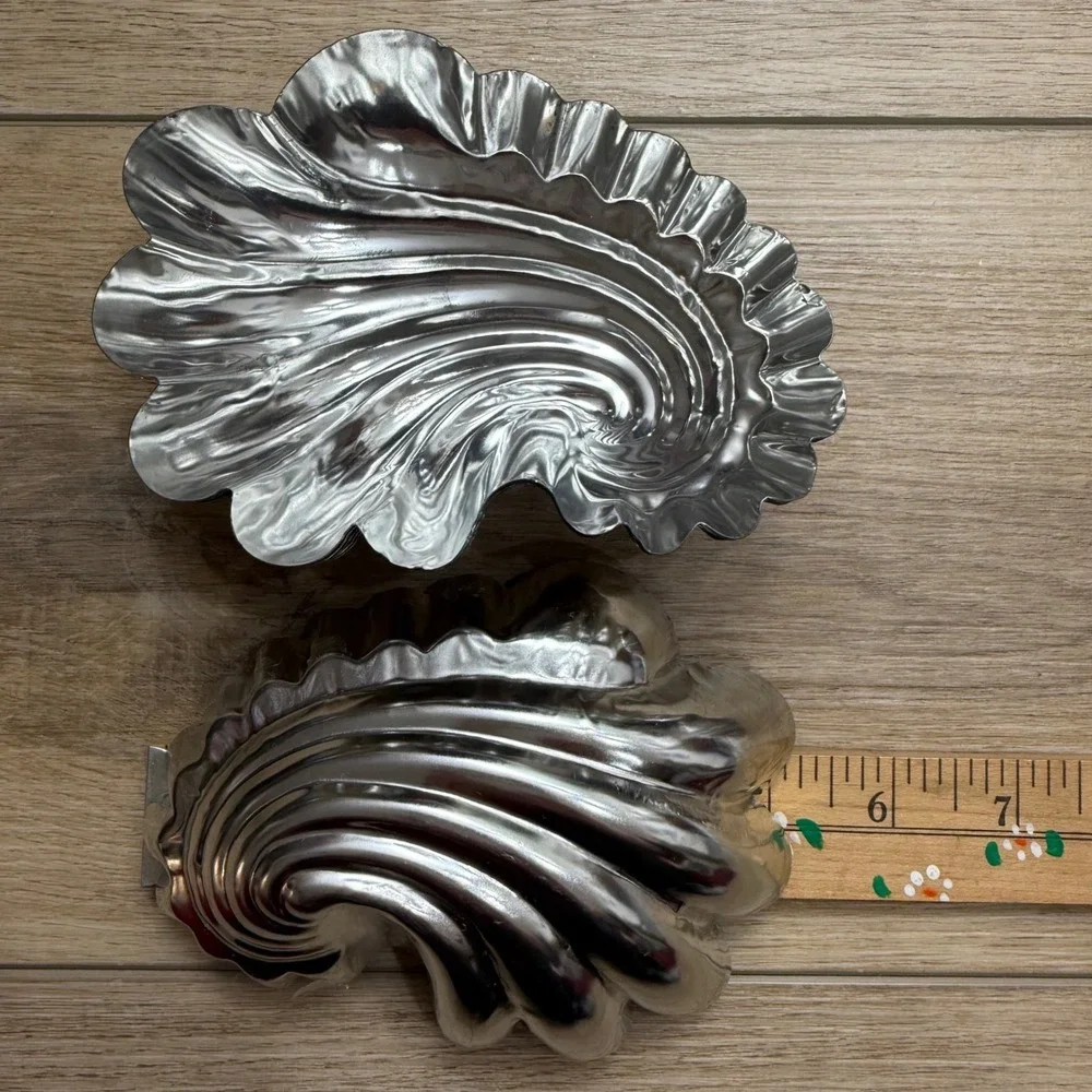 Vintage Bundt Jello‎ Pastry Molds Set 10 Fluted Flower Snowflake Shell Steel